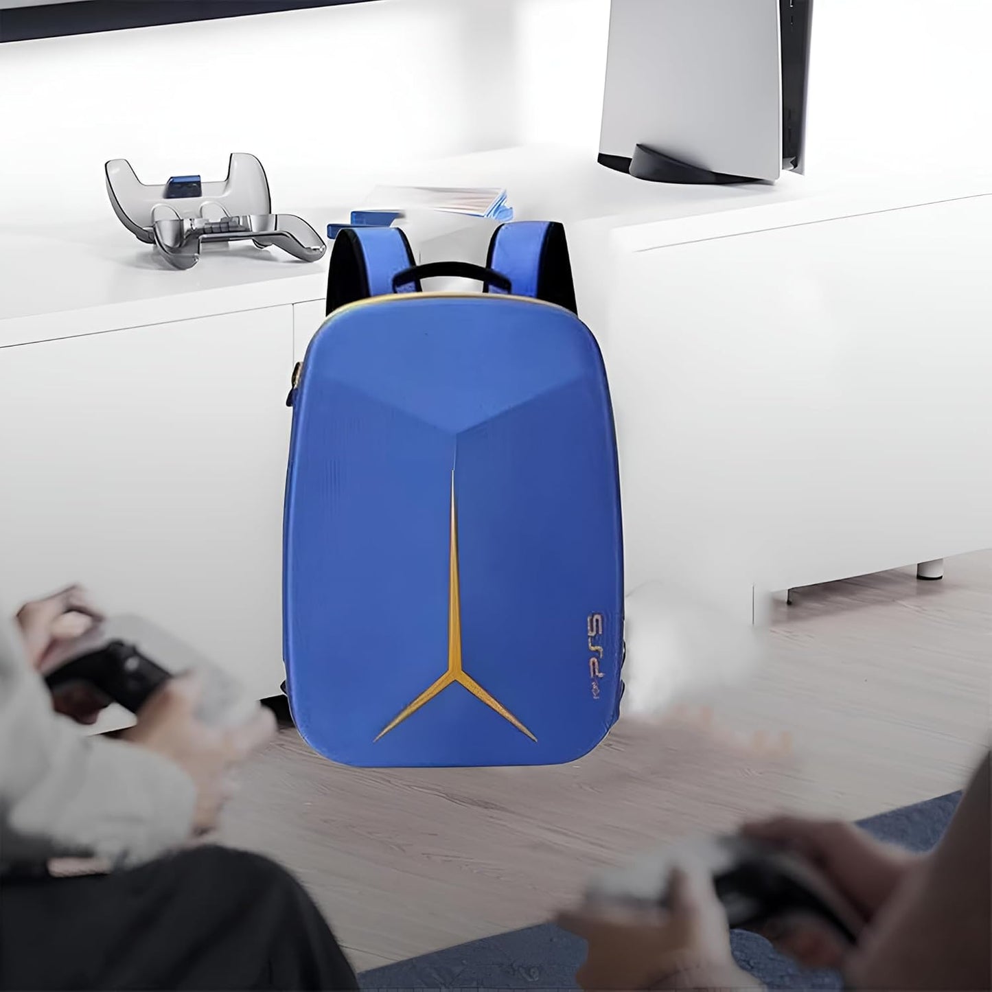 OIVO INDIA Blue Hard Shell Water-Resistant Backpack Carry-Bag Compatible for PlayStation 5 Disc/Digital Version (PS5 Bag)