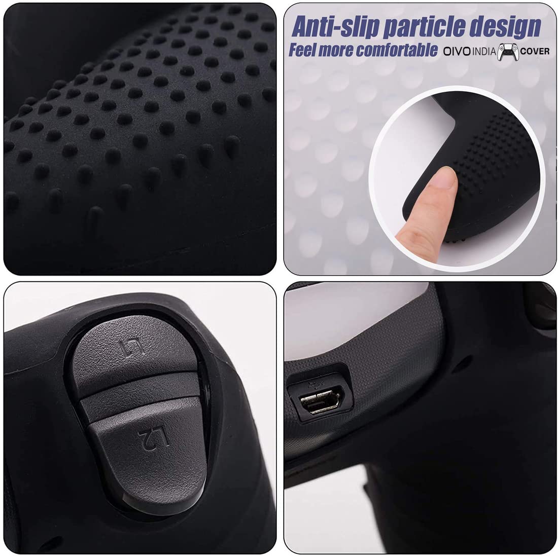 OIVO INDIA Black Controller Silicone Cover Case PS5 Controller Skin Anti Slip Protective Case Sleeve Compatible with Sony PS5 Controller Remote