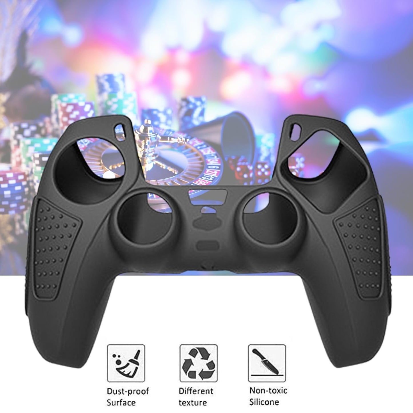 OIVO INDIA Black Dotted Design Cover for PS5 Game Controller Remote Sleeves with Black ThumbGrip Set Compatible with Sony PlayStation 5 Remote (Combo)