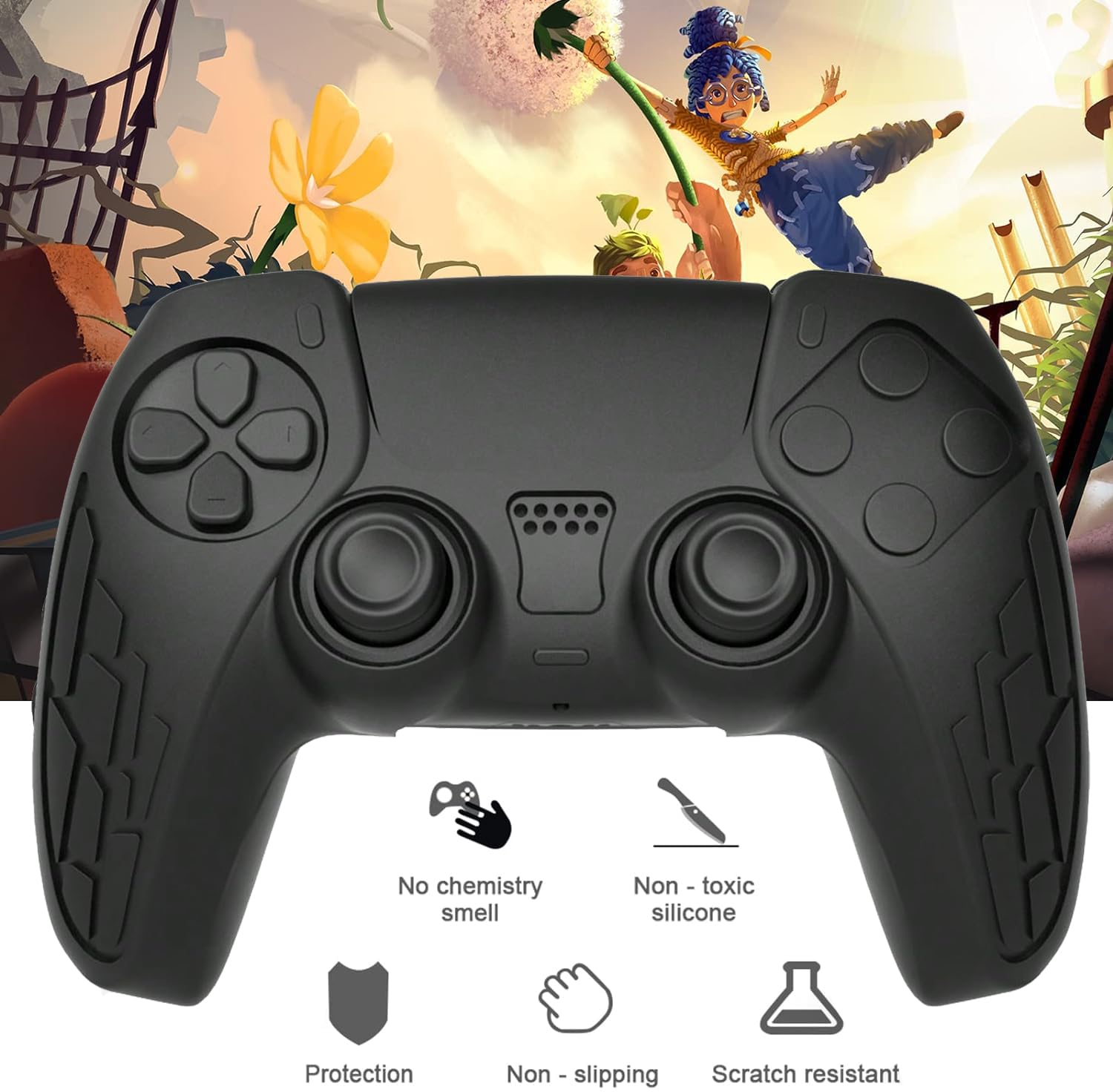 OIVO INDIA Black Controller Silicone Cover PS5 Controller Skin Non-Slip Protective Case Sleeve Compatible with PlayStation 5 Controller Remote (Combo 2)