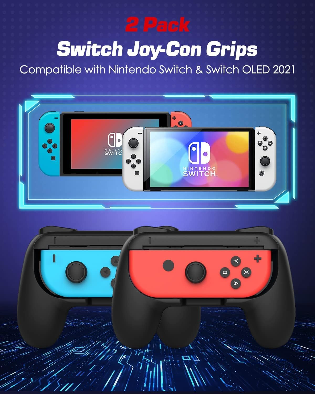 OIVO INDIA X DOBE Nintendo Switch More Comfortable Joy-Con Controller Grips For Nintendo Switch TWIN PACK of BLACK
