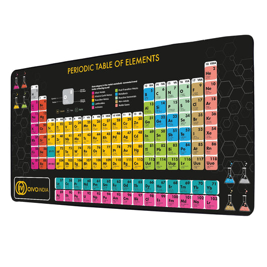OIVO INDIA Gaming Mouse Pad| Large Size (600 x 300mm) | Stitched Embroidery Edges| Non-Slip Rubber Base|Keyboard Mouse Pad for Office Home (Periodic Table), Black