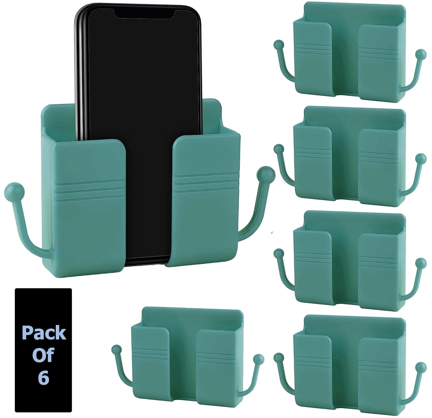 OIVO INDIA Wall Charger Hook Mobile Phone Holder Universal Cellphone Hanging Bracket Hooks Charging Dock Stand (Blue, Pack of 6)