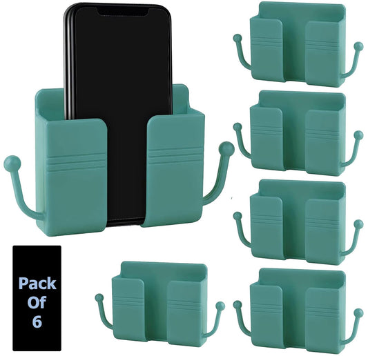 OIVO INDIA Wall Charger Hook Mobile Phone Holder Universal Cellphone Hanging Bracket Hooks Charging Dock Stand (Blue, Pack of 6)