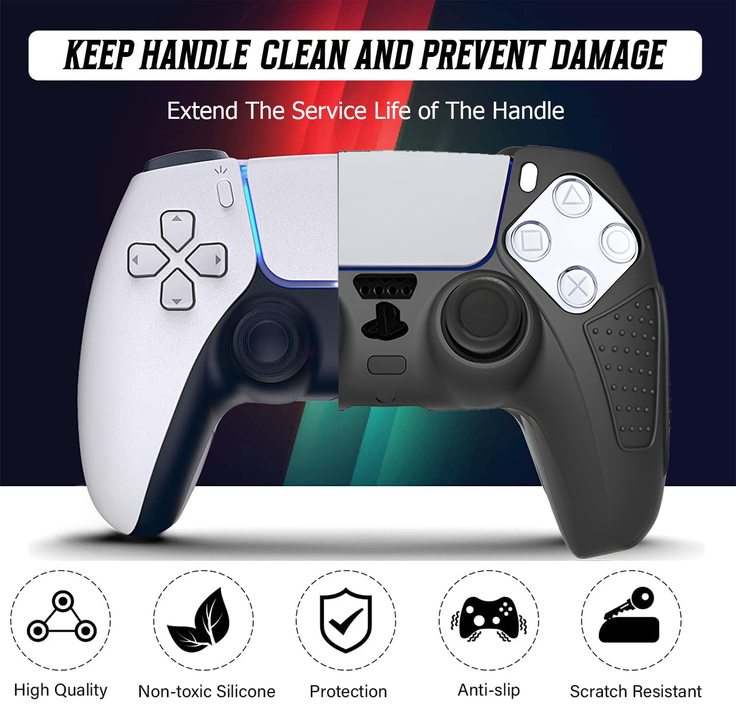 OIVO INDIA White & Black Controller Silicone Cover PS5 Controller Skin Non Slip Protective Case Sleeve Compatible with PlayStation 5 Controller (Combo 2)