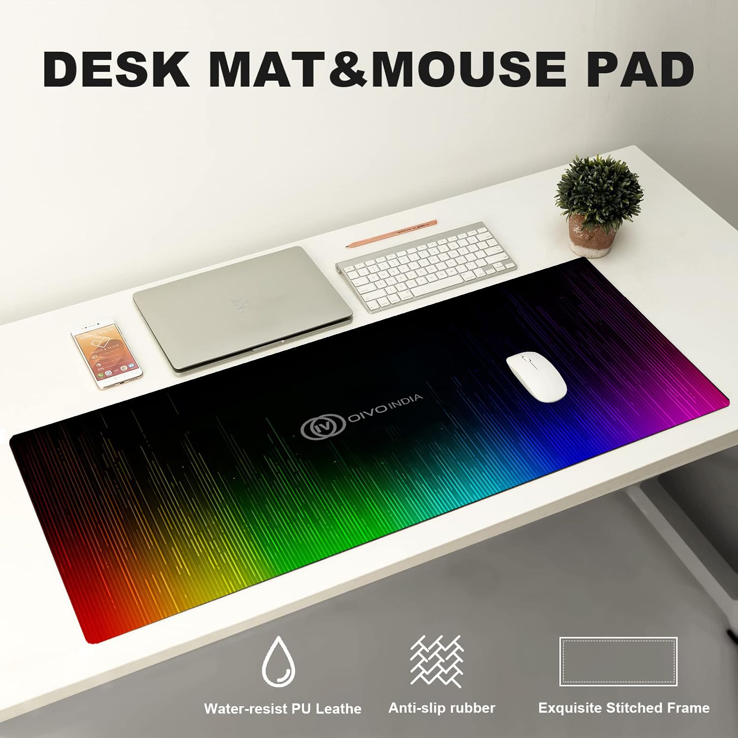 OIVO INDIA Extended Size XL (800 mm x 300 mm) Gaming Mouse Pad| Stitched Edges| Non-Slip Rubber Base|Computer Laptop|Keyboard Mouse Pad for Office & Home (Multicolor)