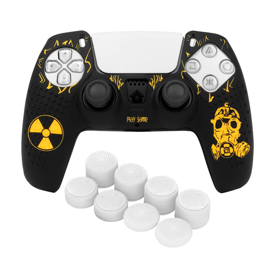 OIVO INDIA Black Skull and White Thumbrgrip Set Controller Silicone Cover Case PS5 Controller Skin Anti Slip Protective Case Sleeve Compatible for Sony PlayStation 5 Remote (Combo of 2)