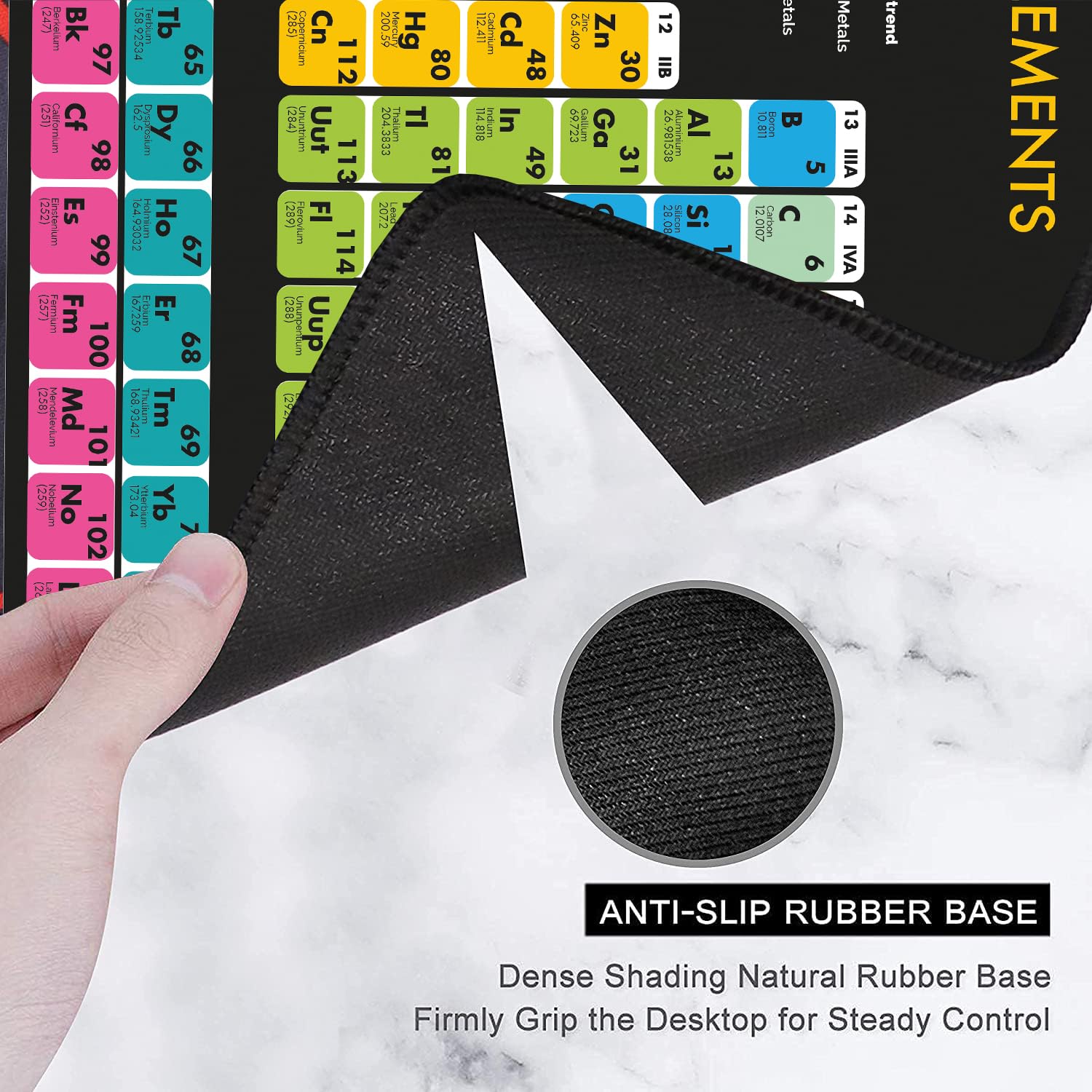 OIVO INDIA Gaming Mouse Pad| Large Size (600 x 300mm) | Stitched Embroidery Edges| Non-Slip Rubber Base|Keyboard Mouse Pad for Office Home (Periodic Table), Black