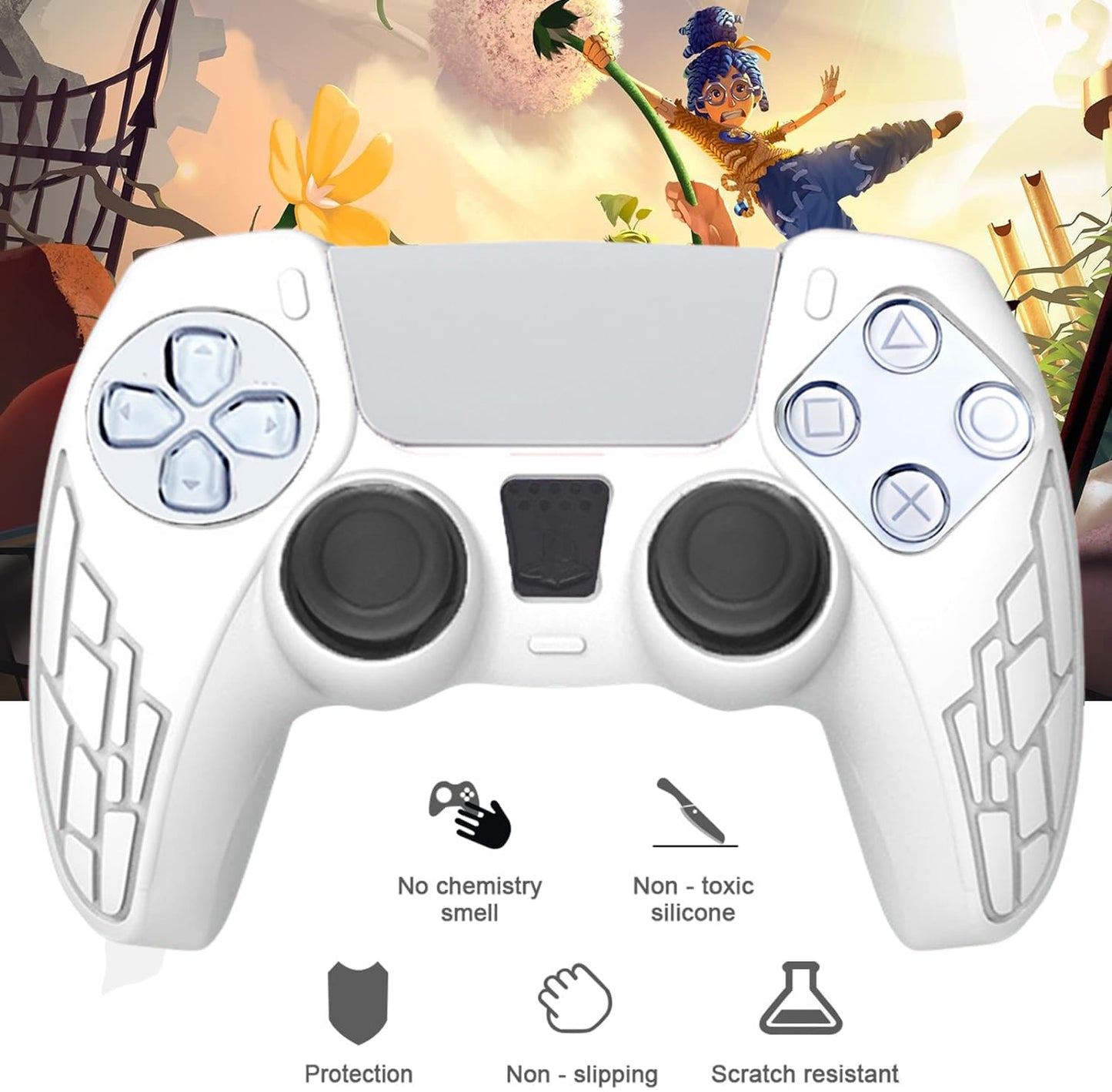 OIVO INDIA White Controller Silicone Cover PS5 Controller Skin Anti Slip Protective Case Sleeve Compatible for Sony PlayStation 5 Controller (Pack of 2)