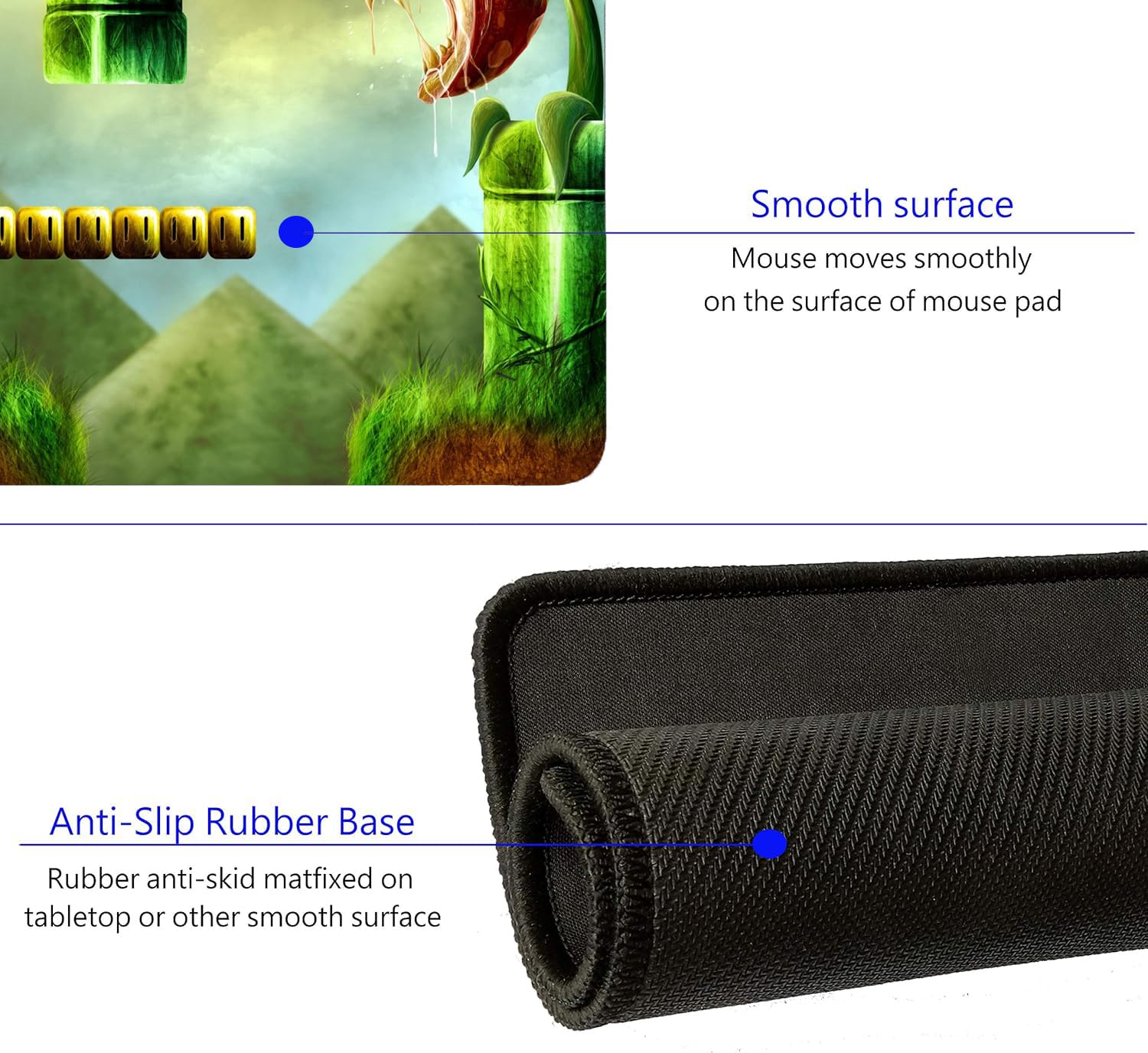 OIVO INDIA Mouse Pad Speed Type Mouse Pad with Antifray Stitched Embroidery Edges, Non-Slip Rubber Base Mousepad for Laptop PC (300mm x 250mm)