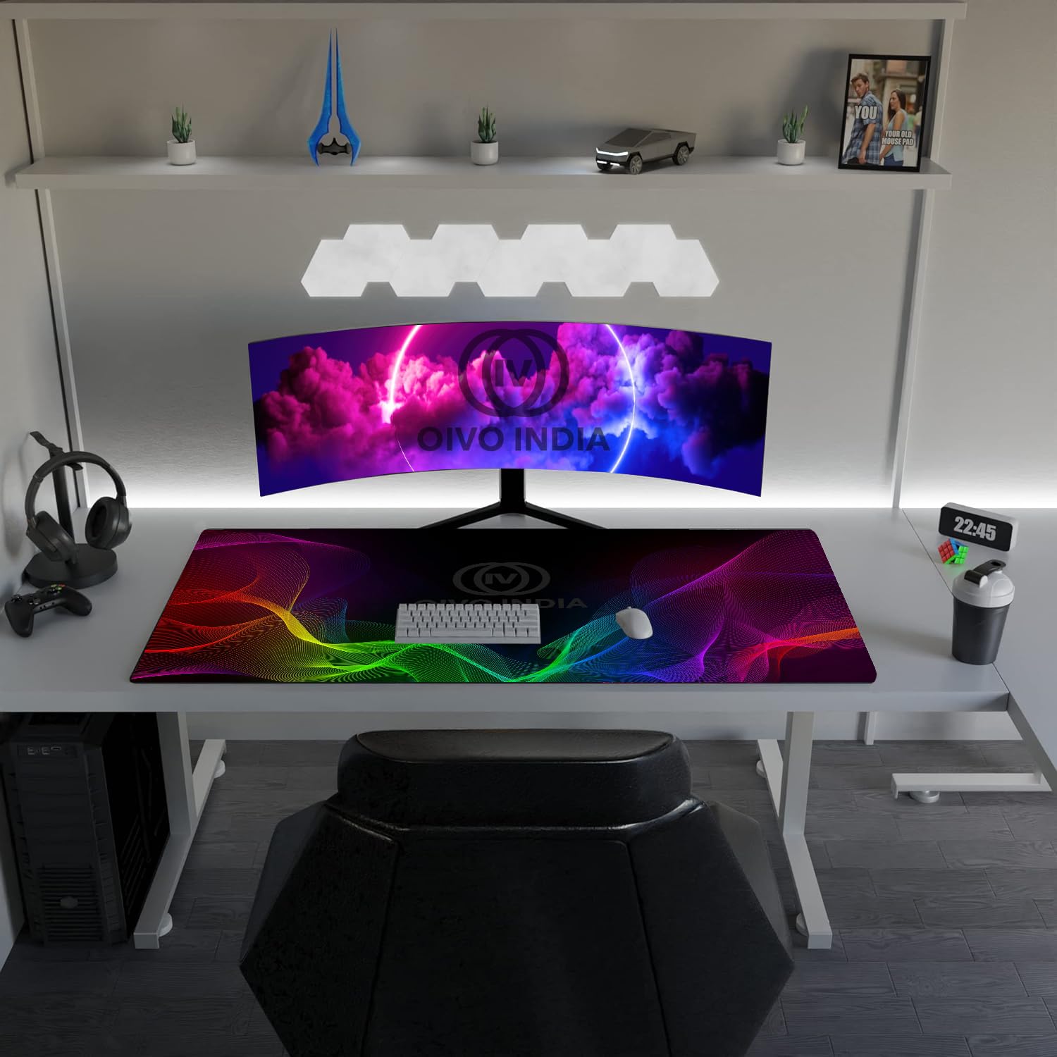 OIVO INDIA XL (800 mm x 300 mm) Gaming Mouse Pad| Stitched Edges| Non-Slip Rubber Base|Computer Laptop|Keyboard Mouse Pad for Office & Home (Multicolor)