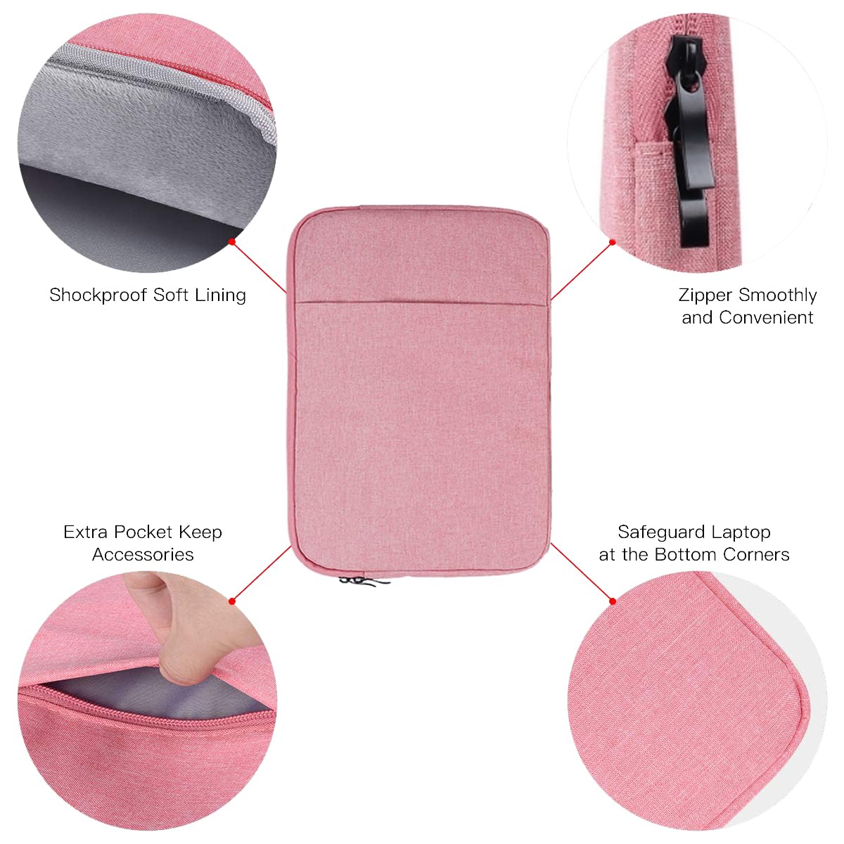 OIVO INDIA Laptop Bag Sleeve Case Cover Pouch for Women | 13-14 Inch Laptop/MacBook, Office/College Laptop Bag | Multiple Pockets | Water Repellent | Shock Absorber (Pink)