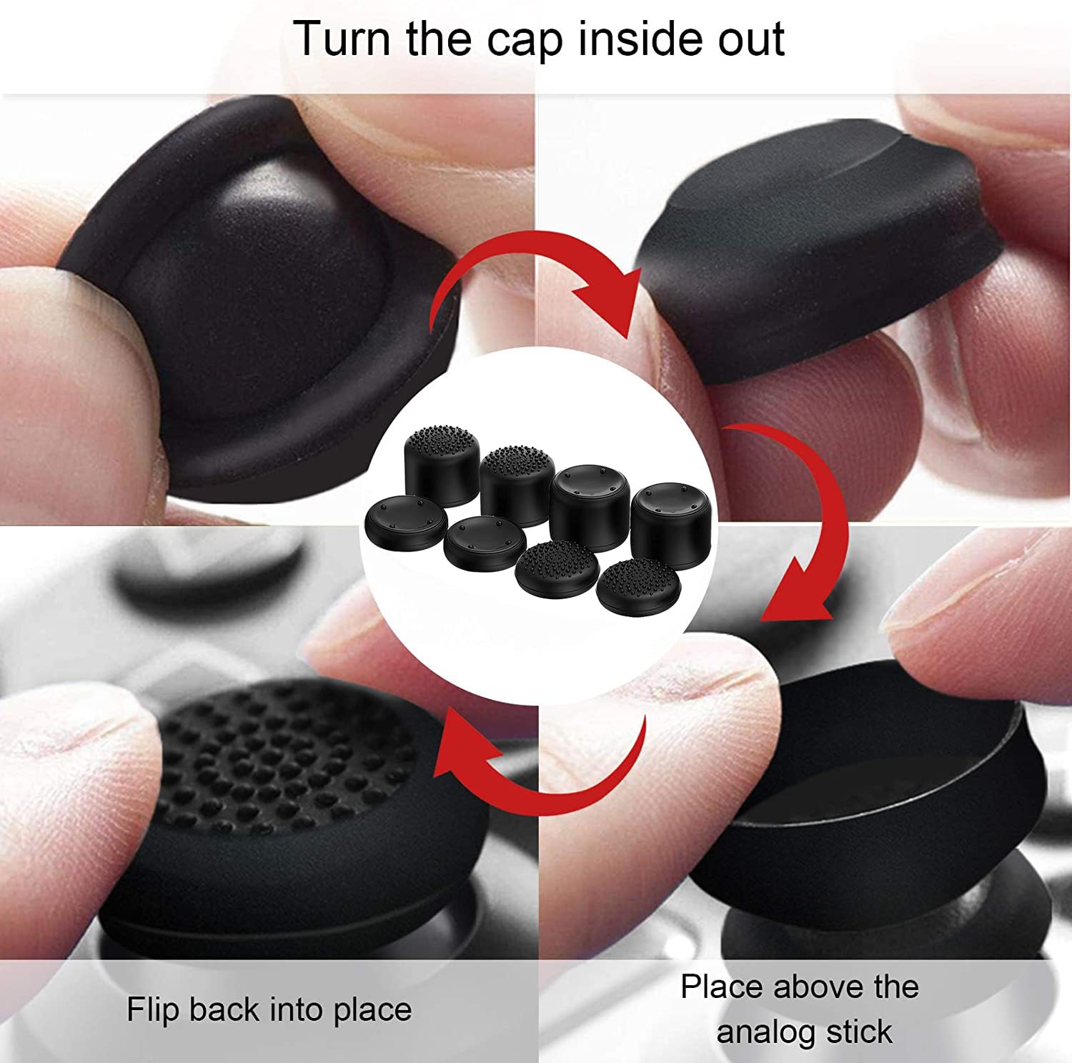 OIVO INDIA White Cover Compatible with PS5 Game Controller Remote Sleeves with Black ThumbGrip Set