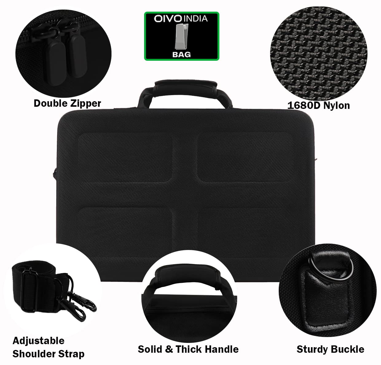 OIVO INDIA Hard Shell Water-Resistant PS5 Carrying Bag Compatible for PlayStation 5 Disc/Digital Version with Black Controller Case(Bag, 2 Controller Case)