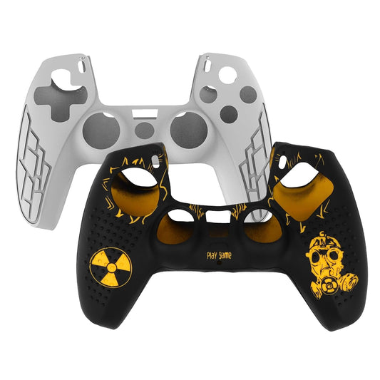 OIVO INDIA Black Skull and White Zigzag Controller Silicone Cover Case PS5 Controller Skin Anti Slip Protective Case Sleeve Compatible for Sony PlayStation 5 Remote (Combo of 2)