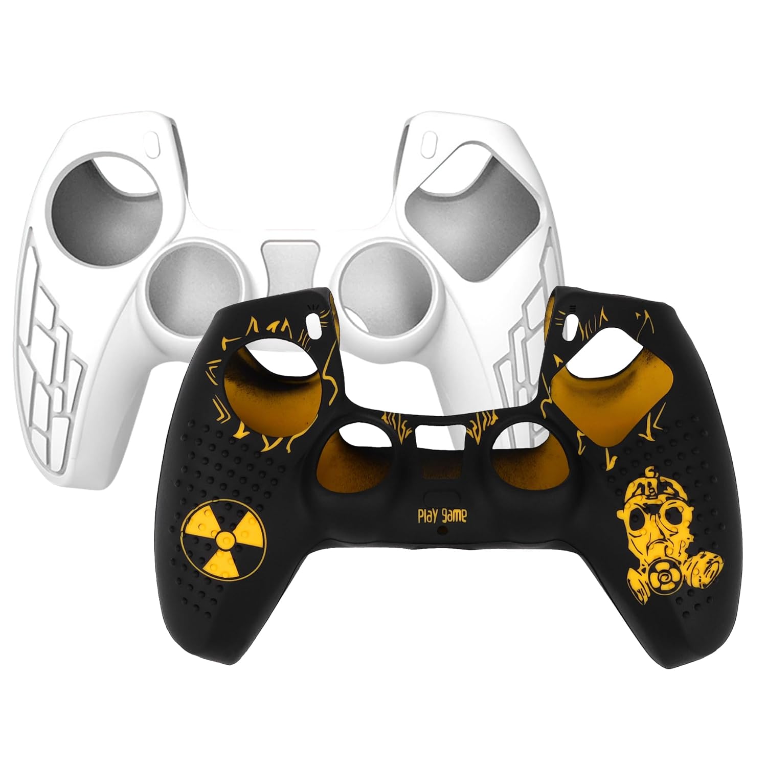 OIVO INDIA Black Skull and White Zigzag Controller Silicone Cover Case PS5 Controller Skin Anti Slip Protective Case Sleeve Compatible for Sony PlayStation 5 Controller (Combo of 2)