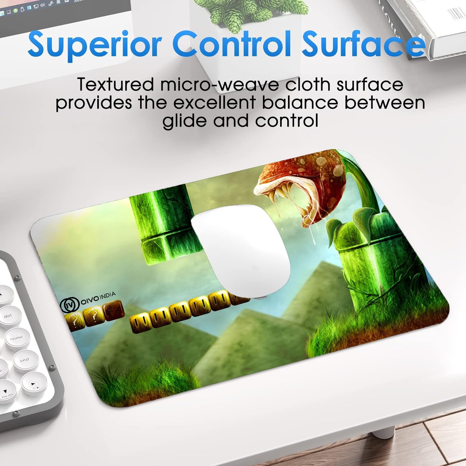 OIVO INDIA Mouse Pad Speed Type Mouse Pad with Antifray Stitched Embroidery Edges, Non-Slip Rubber Base Mousepad for Laptop PC (300mm x 250mm)