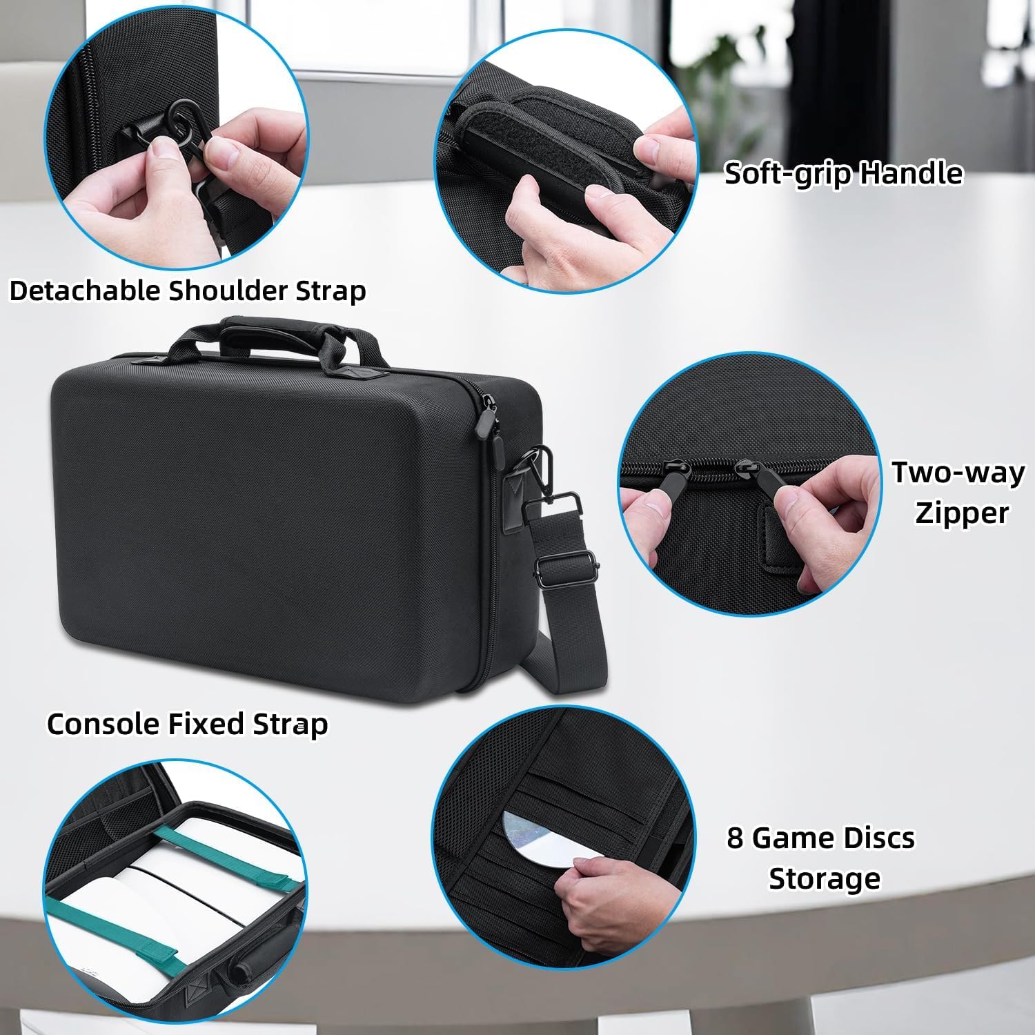 OIVO INDIA Carrying Case for PS5 Slim Console, Hard Shell Protective Case Travel Bag Compatible for PlayStation 5 Slim Console Disc/Digital Edition - Black