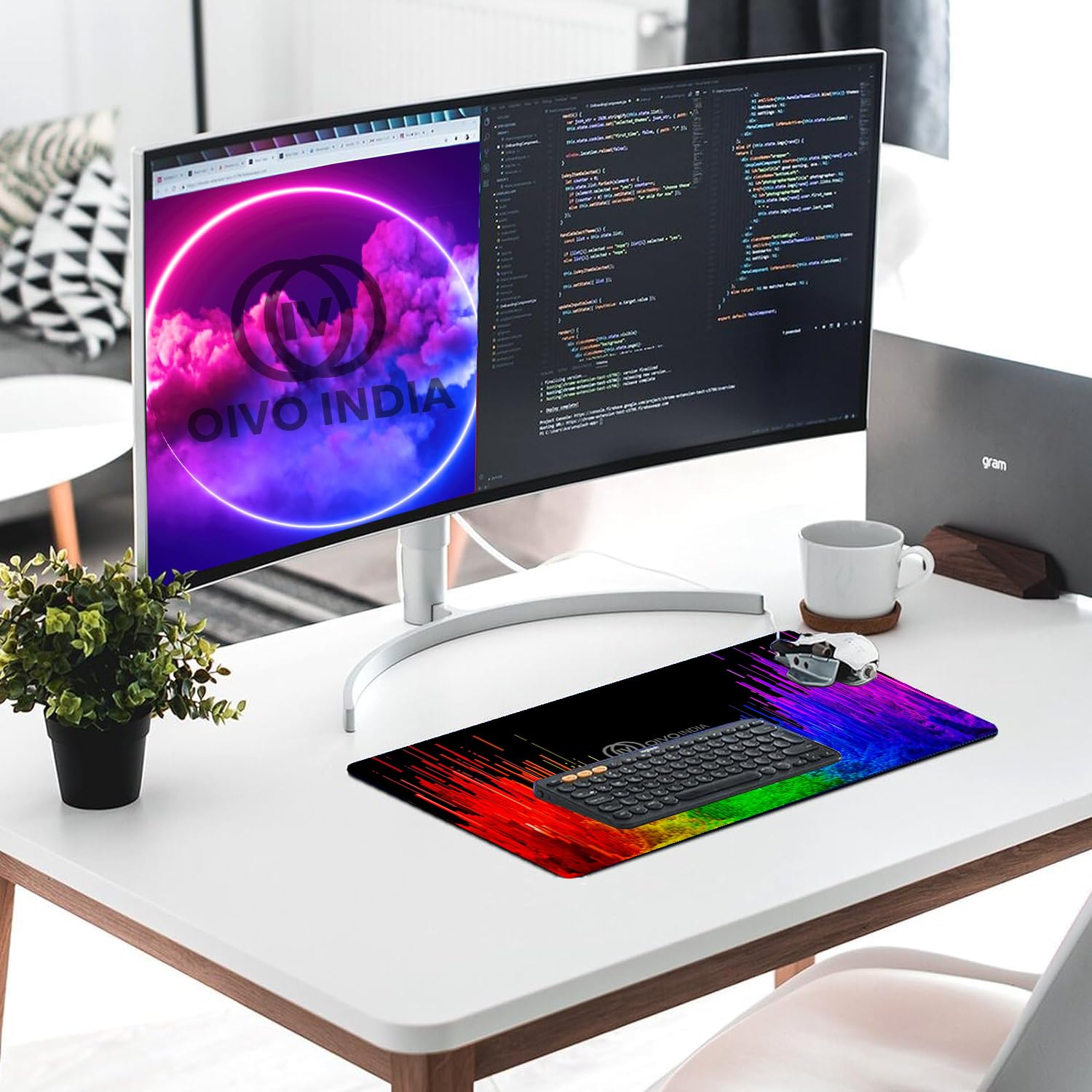OIVO INDIA Extended (800 mm x 300 mm) Gaming Mouse Pad| Stitched Edges| Non-Slip Rubber Base|Computer Laptop|Keyboard Mouse Pad for Office and Home (Multicolor)