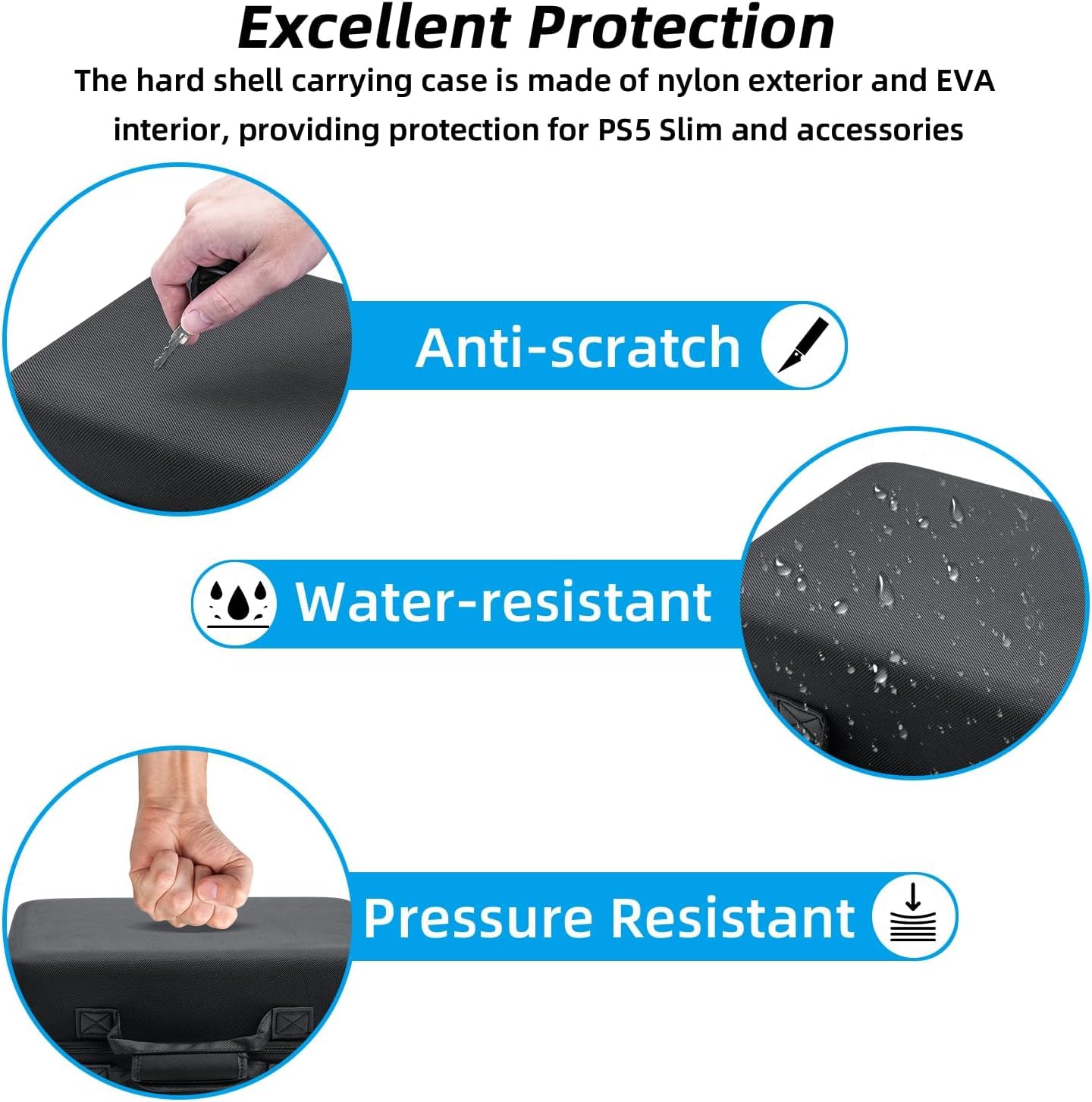 OIVO INDIA Carrying Case for PS5 Slim Console, Hard Shell Protective Case Travel Bag Compatible for PlayStation 5 Slim Console Disc/Digital Edition - Black