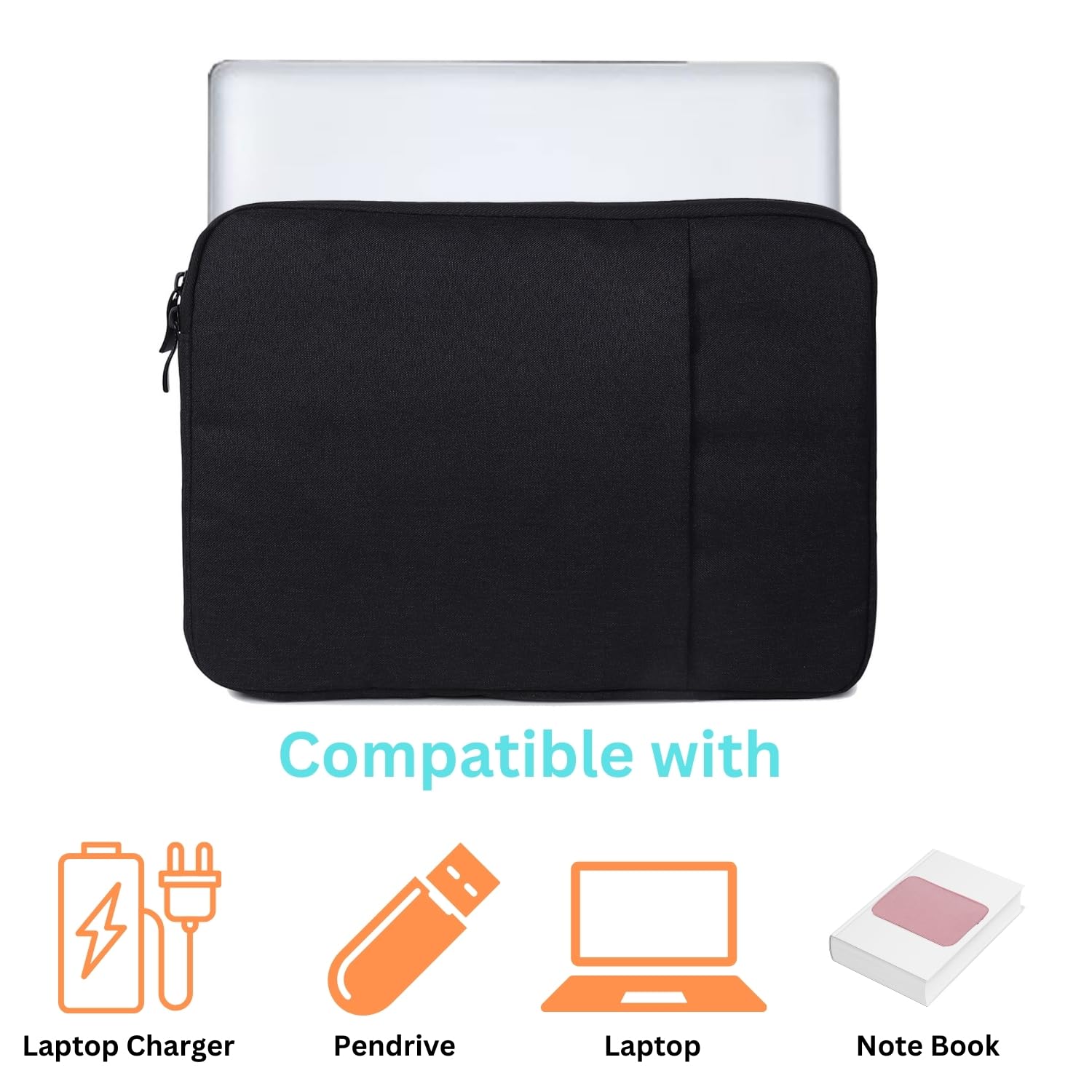 OIVO INDIA Laptop Bag Sleeve Case Cover Pouch for Men & Women | 11-12. Inch Laptop/MacBook, Office/College Laptop Bag | Multiple Pockets | Water Repellent | Shock Absorber (Black)