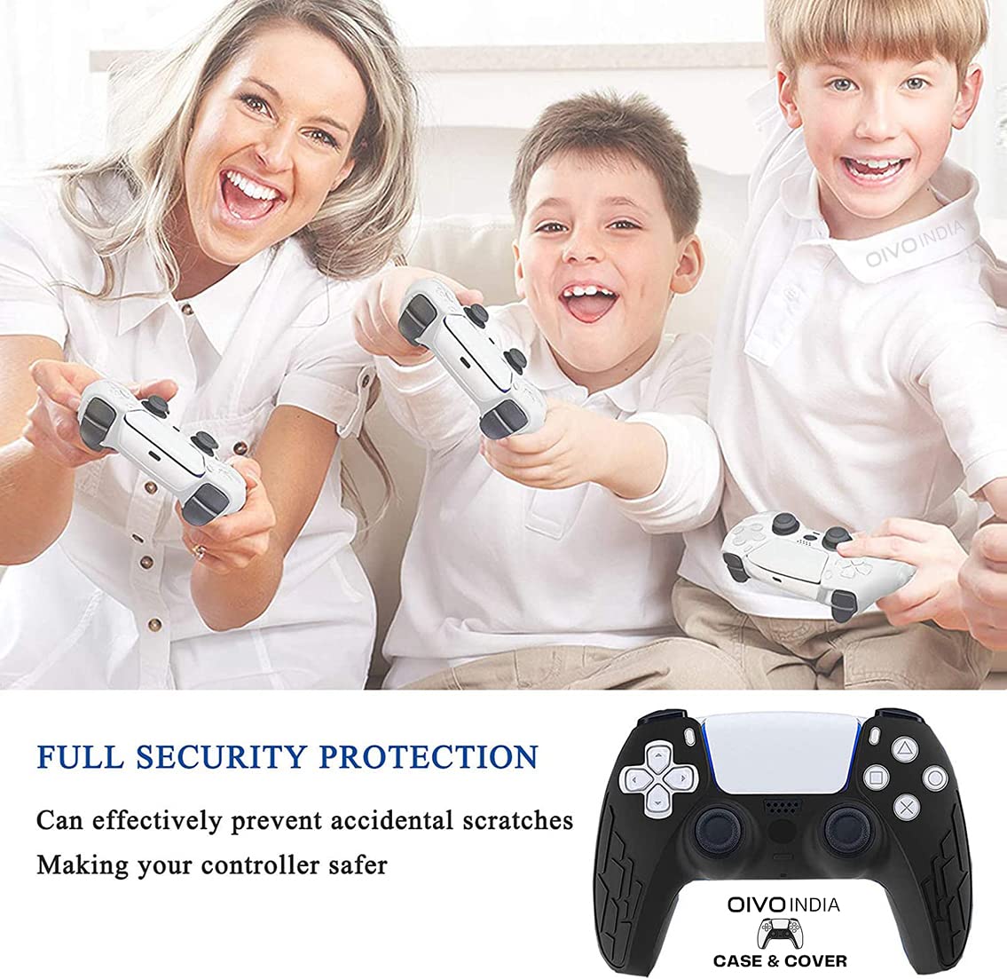 OIVO INDIA Black Controller Silicone Cover Case PS5 Controller Skin Anti Slip Protective Sleeve Compatible with Sony PlayStation 5 Controller (Pack 2)