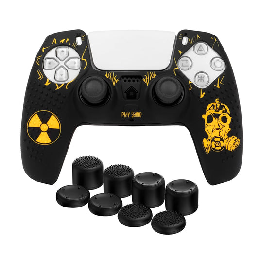 OIVO INDIA Black Skull and Thumbrgrip Set Controller Silicone Cover Case PS5 Controller Skin Anti Slip Protective Case Sleeve Compatible for Sony PlayStation 5 Remote (Combo of 2)