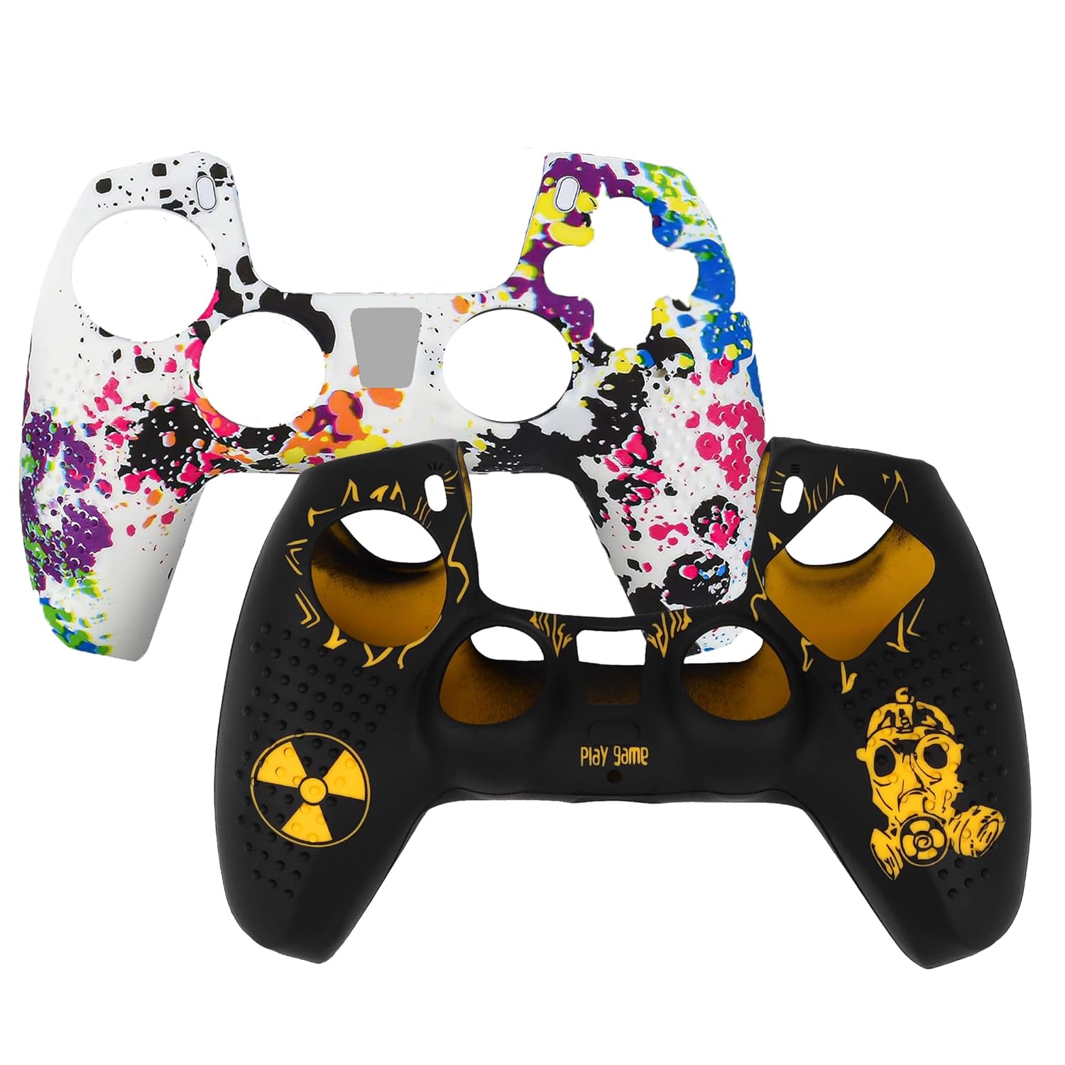 OIVO INDIA Black Skull and Multicolor Controller Silicone Cover Case PS5 Controller Skin Anti Slip Protective Case Sleeve Compatible for Sony PlayStation 5 Remote (Combo of 2)