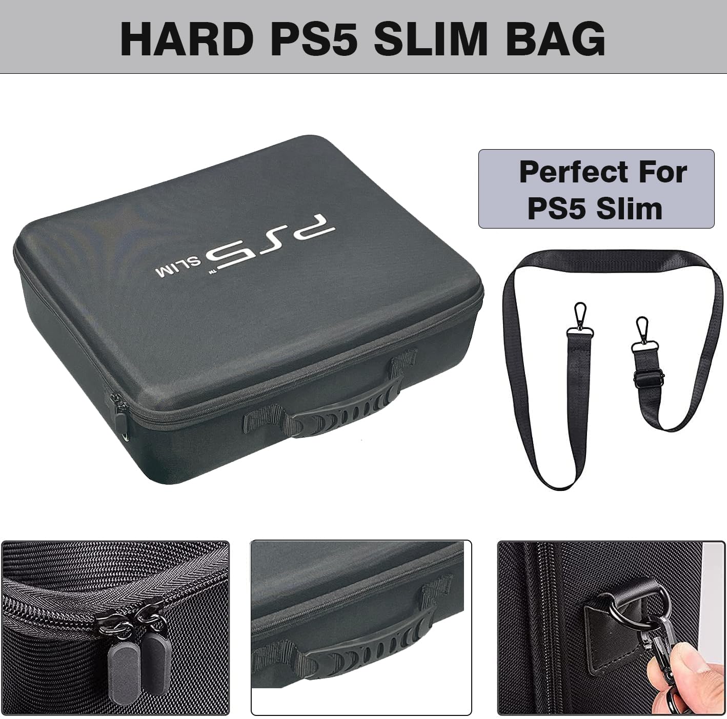 OIVO INDIA Black PS5 Slim Nylon Hard Carrying Storage Case Compatible for PS5 Slim ONLY (PlayStation 5 Slim Bag)