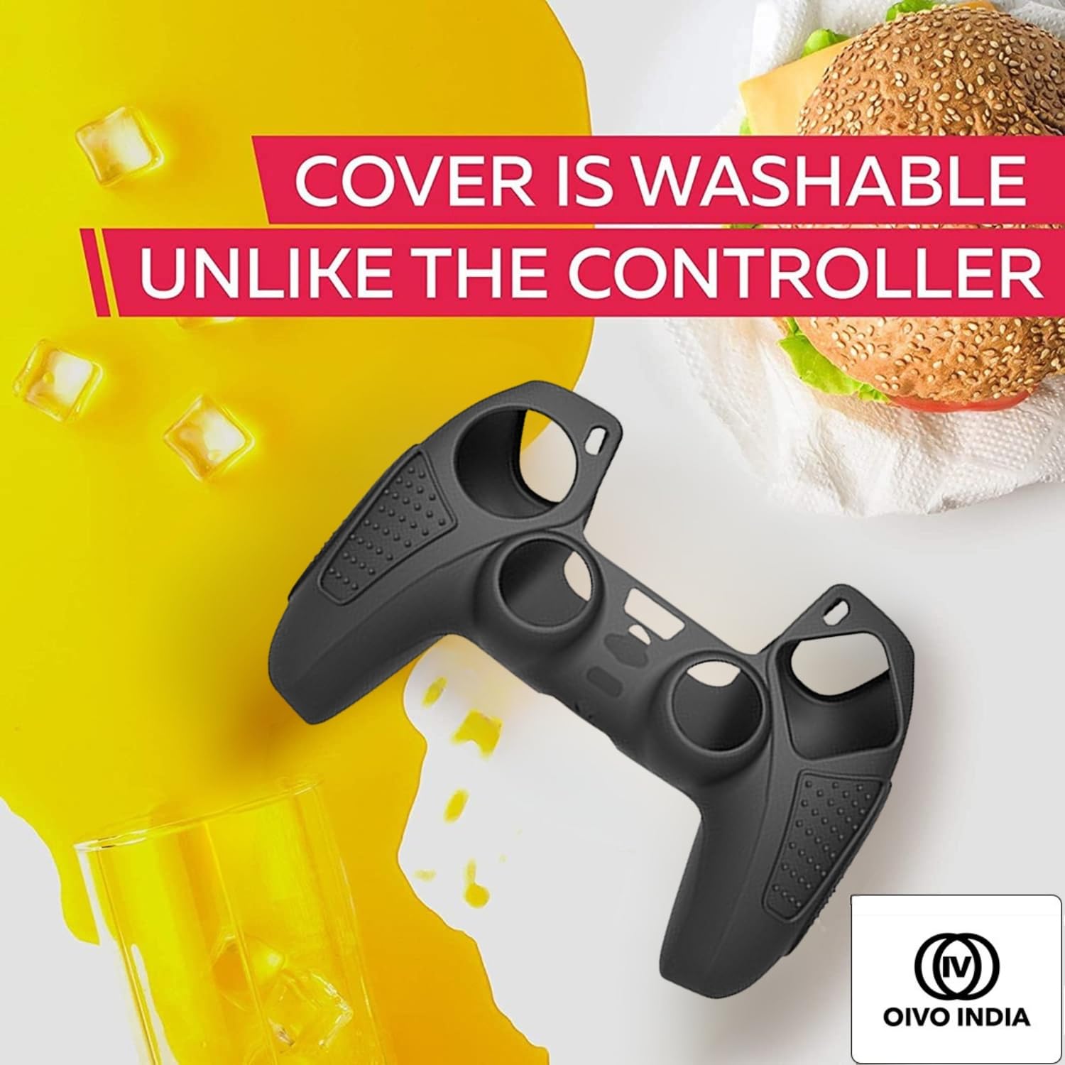 OIVO INDIA Black Dotted Design Cover for PS5 Game Controller Remote Sleeves with Black ThumbGrip Set Compatible with Sony PlayStation 5 Remote (Combo)