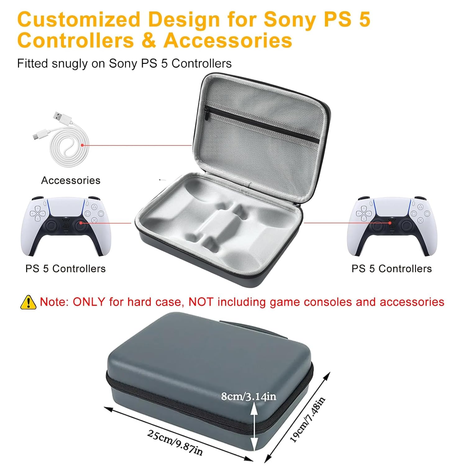 OIVO INDIA Dual Sense Controller Remote Hard Carry Cover Compatible for PS5/PS4/XBOX Water-Resistant Travel Carry Case for 2 Controllers