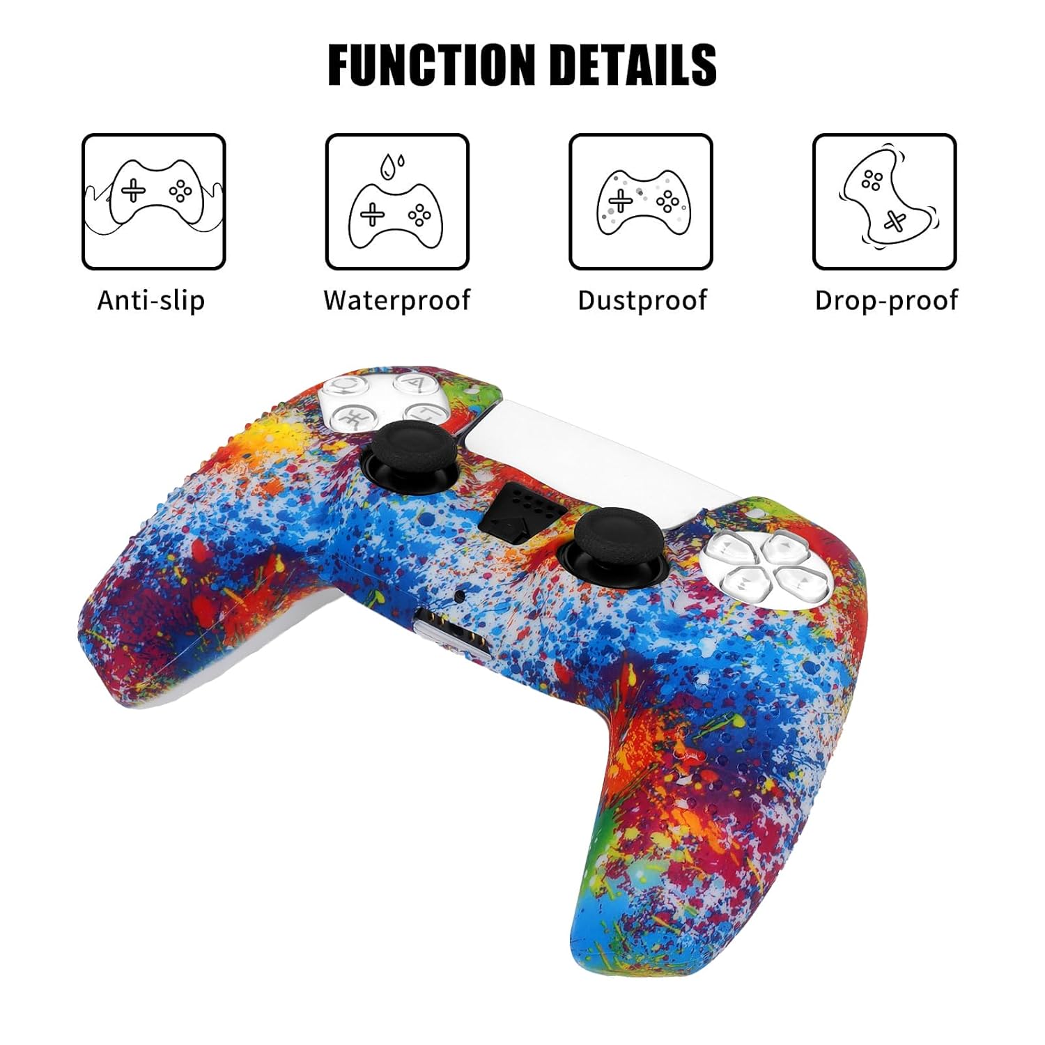OIVO INDIA Colorful Controller Silicone Cover Case PS5 Controller Skin Anti Slip Protective Case Sleeve Compatible for Sony PlayStation 5 Controller (Pack of 2)