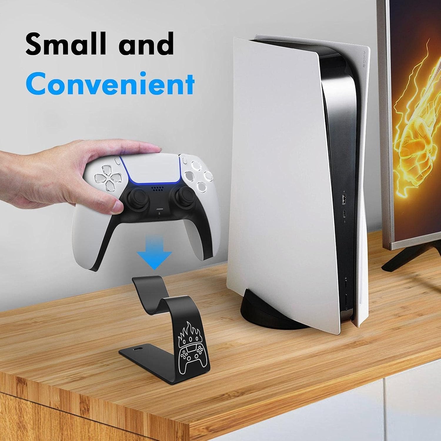 OIVO INDIA Universal Game Controller Holder Black Aluminum Alloy Holder, Mount Bracket, Perfect for PS5 Gamepad, Built-in Anti-Slip Pad Stand (PS5, XBOX, Nintendo Pro)