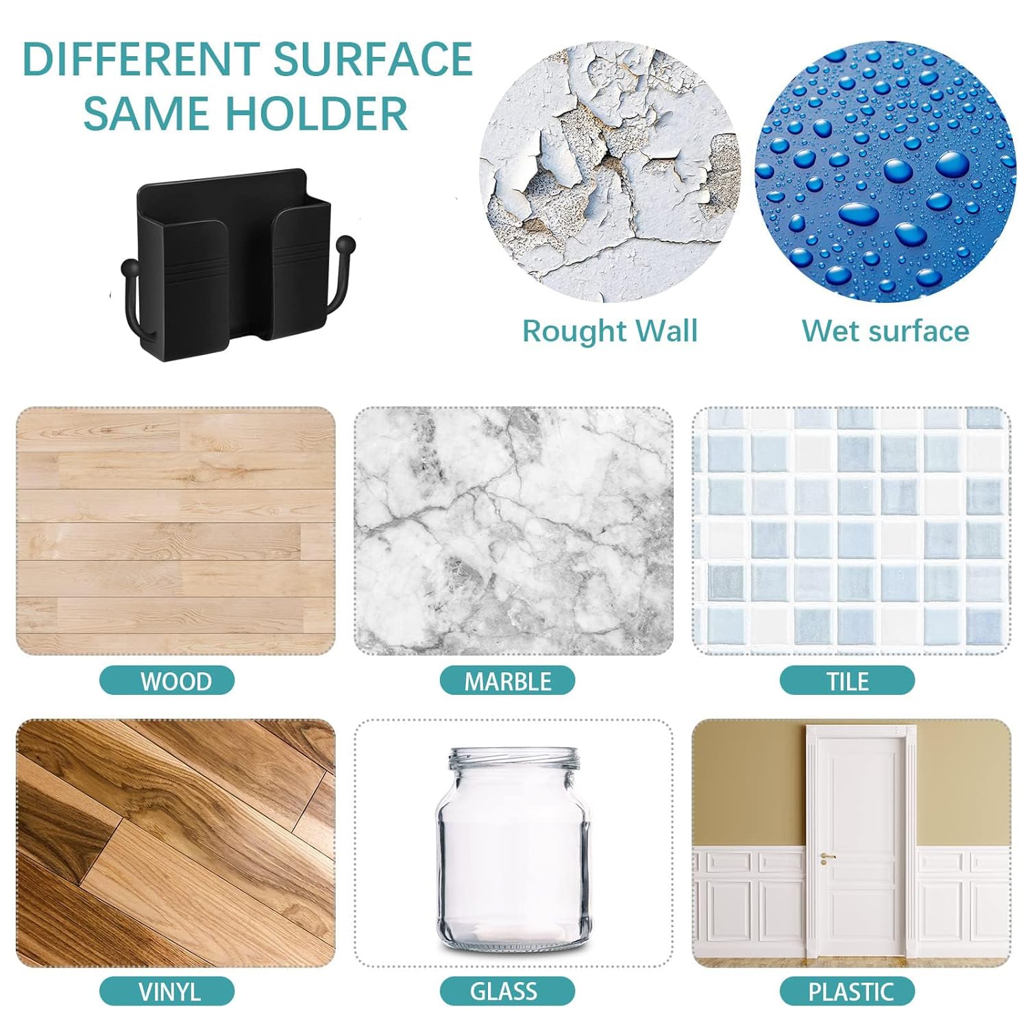 OIVO INDIA Wall Charger Hook Mobile Phone Holder Universal Cellphone Hanging Bracket Hooks Charging Dock Stand (Black, Pack of 6)