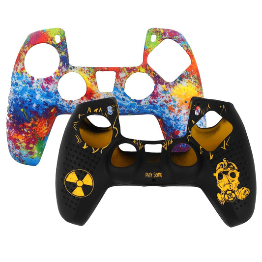 OIVO INDIA Black Skull and Colorful Controller Silicone Cover Case PS5 Controller Skin Anti Slip Protective Case Sleeve Compatible for Sony PlayStation 5 Controller (Combo of 2)
