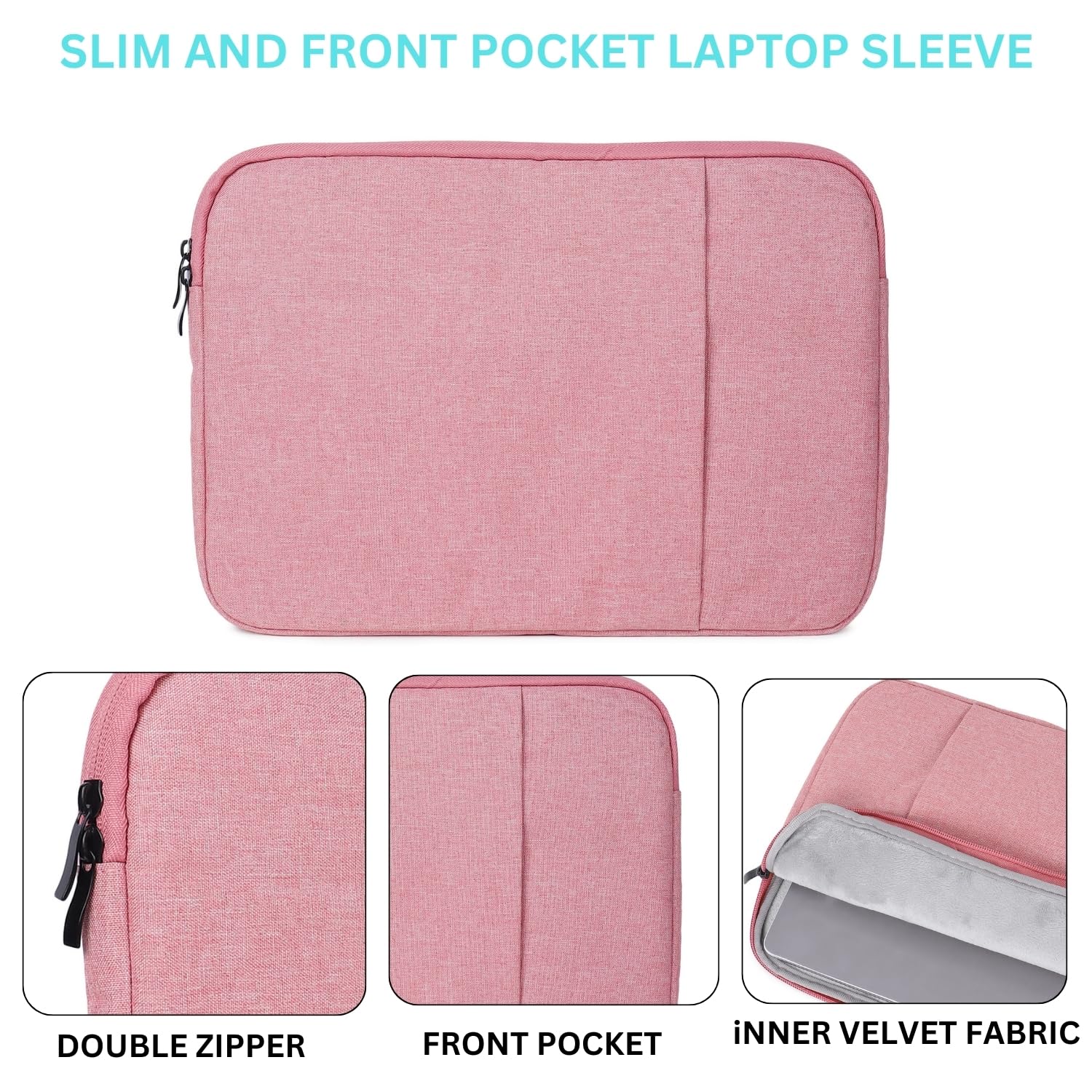 OIVO INDIA Laptop Bag Sleeve Case Cover Pouch for Women | 13-14 Inch Laptop/MacBook, Office/College Laptop Bag | Multiple Pockets | Water Repellent | Shock Absorber (Pink)