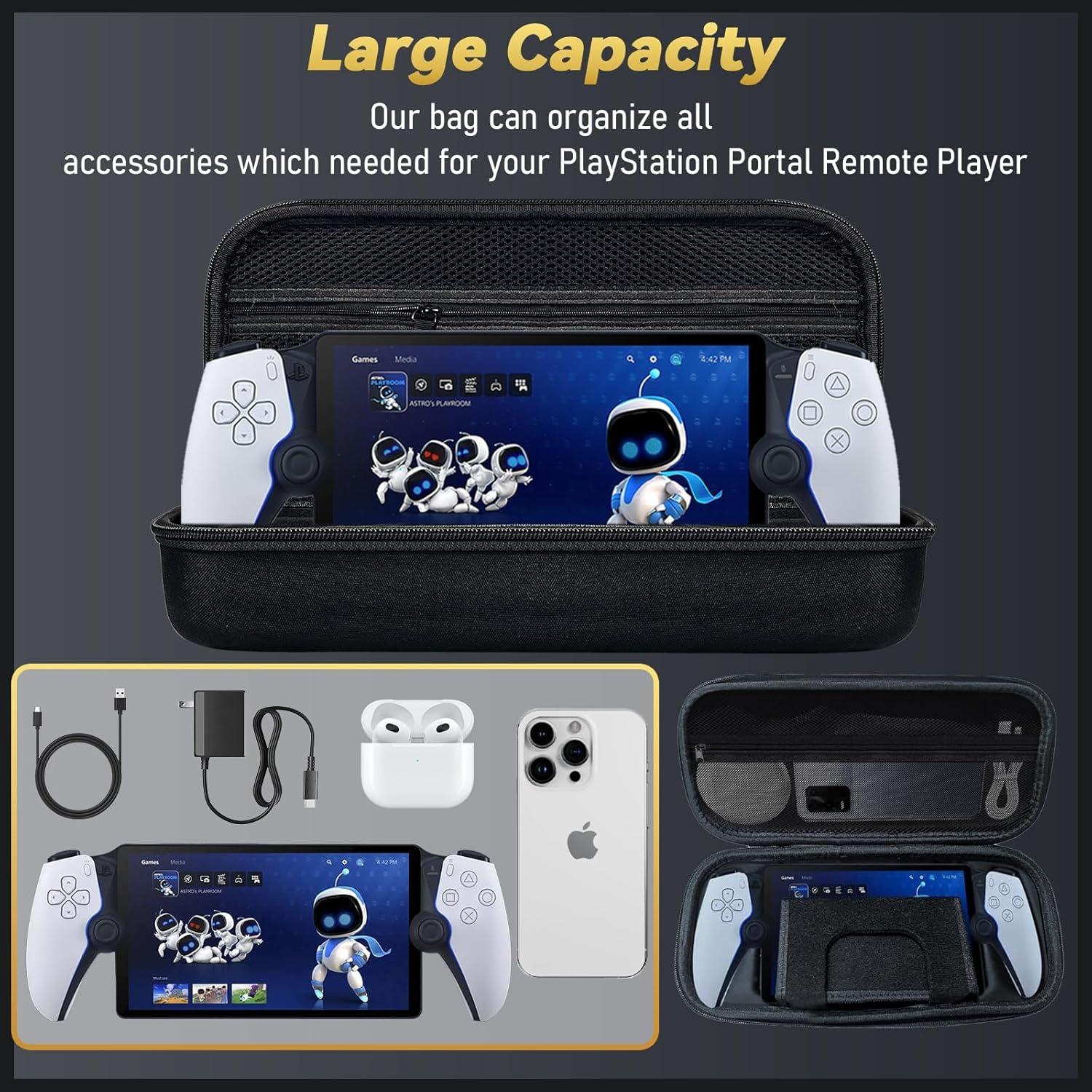 OIVO INDIA Carrying Case for PlayStation Portal Handheld Gaming Console, Portable Hard Shell Case Compatible for PS Portal Storage Bag Travel Cover for PlayStation Portal