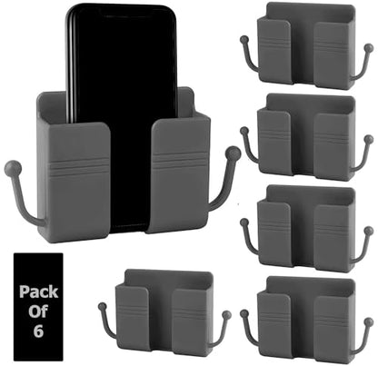 OIVO INDIA Wall Charger Hook Mobile Phone Holder Universal Cellphone Hanging Bracket Hooks Charging Dock Stand (Grey, Pack of 6)