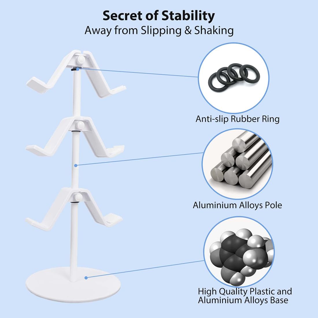 OIVO INDIA Controller Stand 3 Tier,Headphone Holder, Multi Adjustable Game Controller Headset Hanger for All Universal Gaming PC Accessories, Compatible for Xbox PS4 PS5 Nintendo Switch (White)