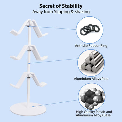 OIVO INDIA Controller Stand 3 Tier,Headphone Holder, Multi Adjustable Game Controller Headset Hanger for All Universal Gaming PC Accessories, Compatible for Xbox PS4 PS5 Nintendo Switch (White)