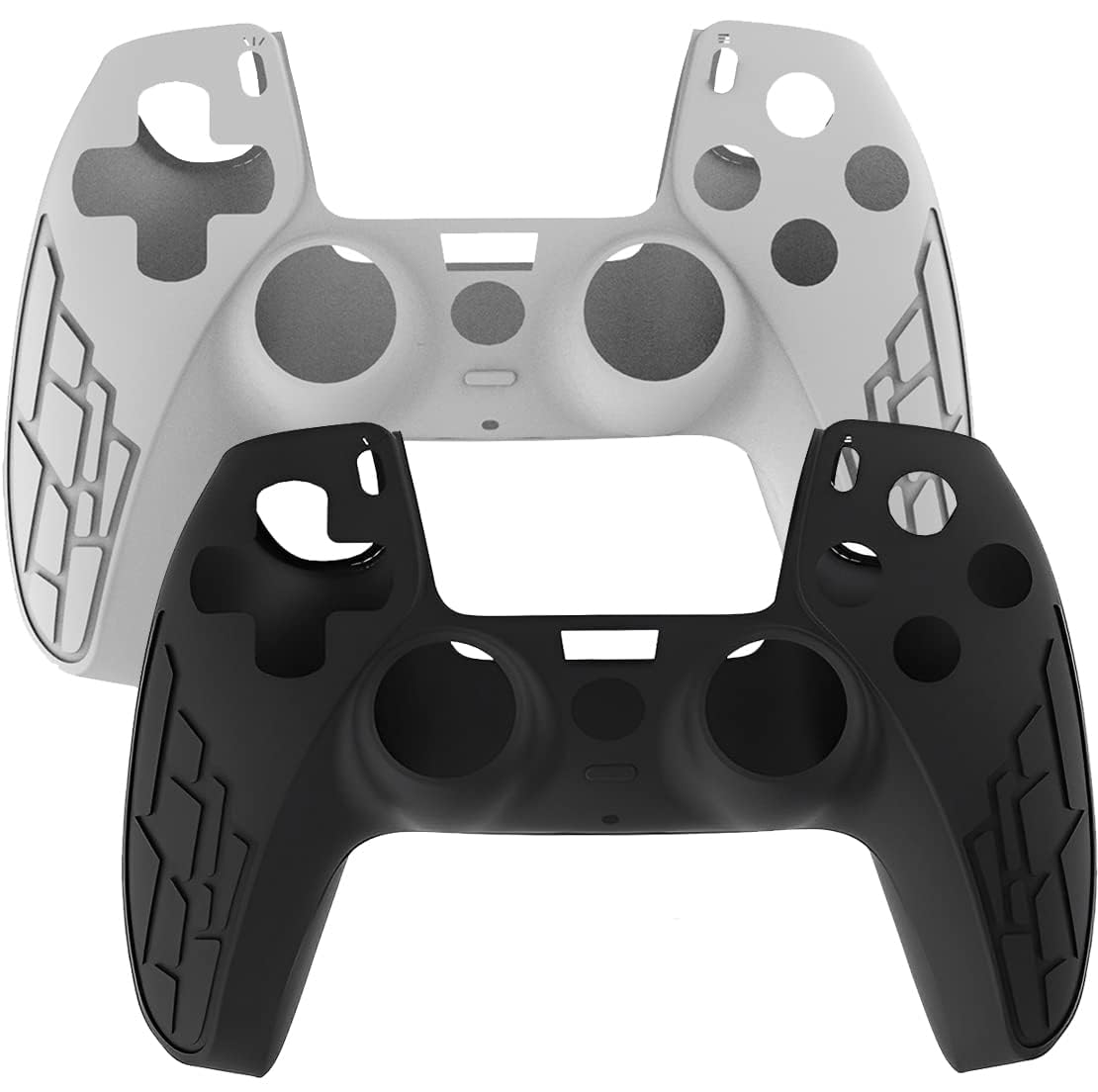 OIVO INDIA Black & White Controller Silicone Cover Case PS5 Controller Skin Anti Slip Protective Sleeve Compatible for Sony Playstation5 (Pack of 2- P5CC06 Zigzag BK+P5CC-08 Multicolor)