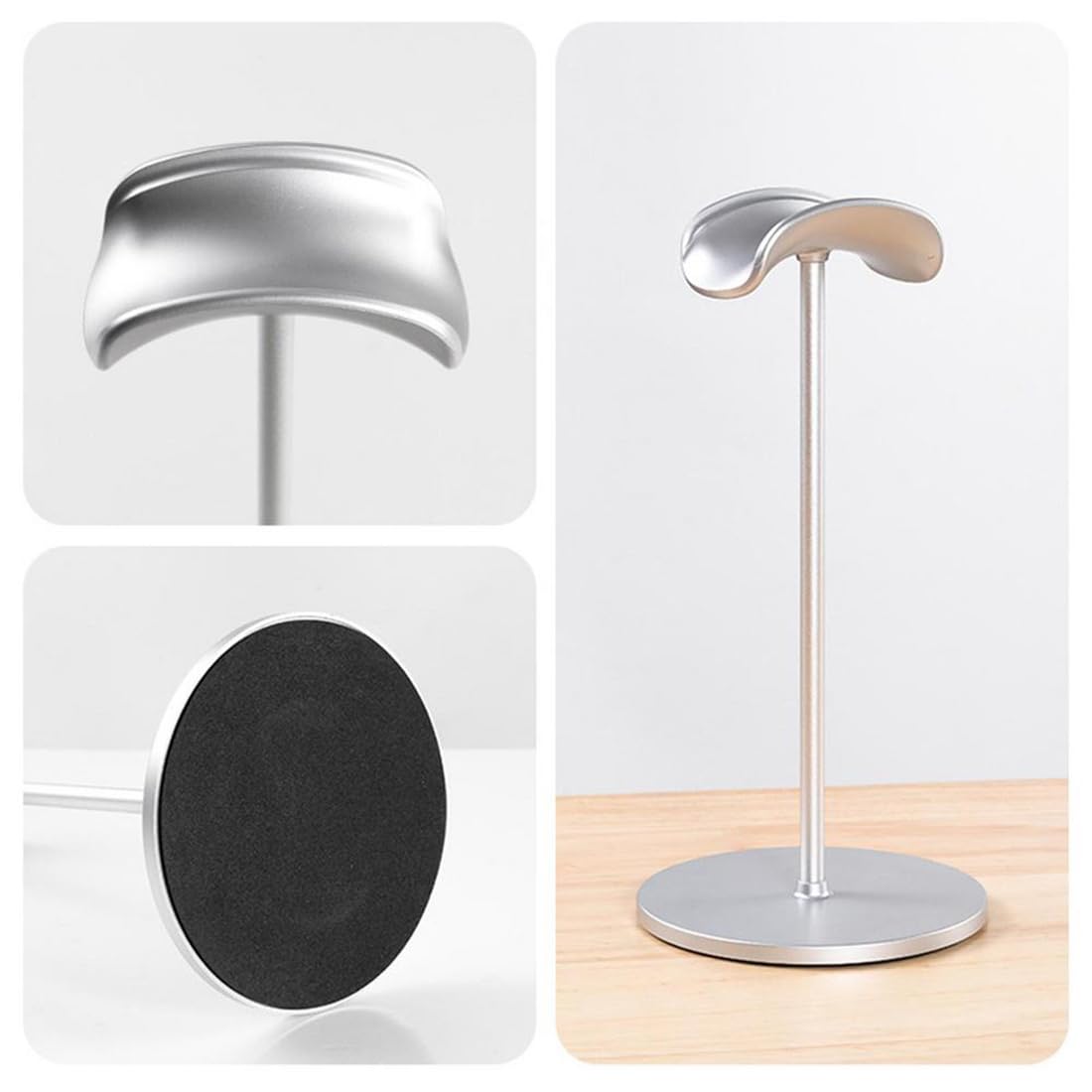 OIVO INDIA Headphone Stand Headset Holder with Aluminum Supporting Bar for All Headphone Sizes (Silver)
