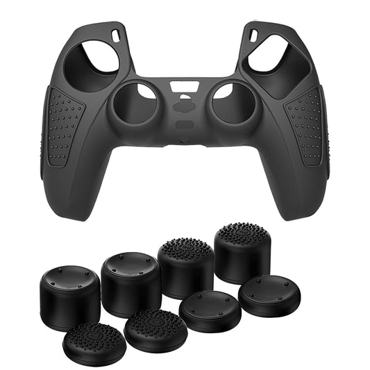 OIVO INDIA Black Dotted Design Cover for PS5 Game Controller Remote Sleeves with Black ThumbGrip Set Compatible with Sony PlayStation 5 Remote (Combo)