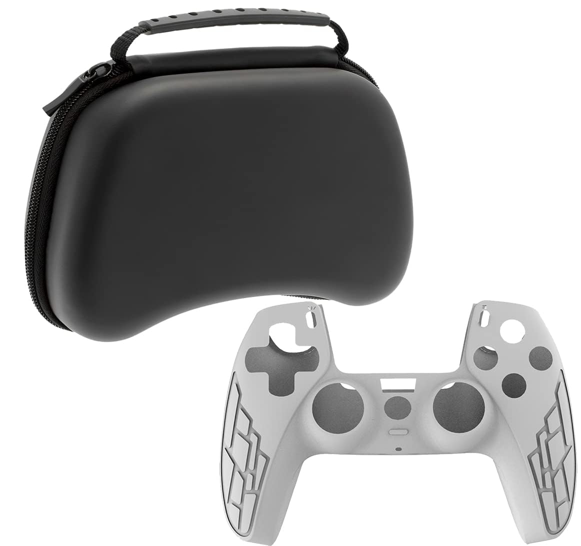 OIVO INDIA Black Controller EVA & Silicone Cover Case PS5 Controller Skin Anti Slip Protective Case Sleeve Compatible for Sony PS5 Controller (Combo of 2 - GC-09 Black + P5CC-06 ZigZagBK)