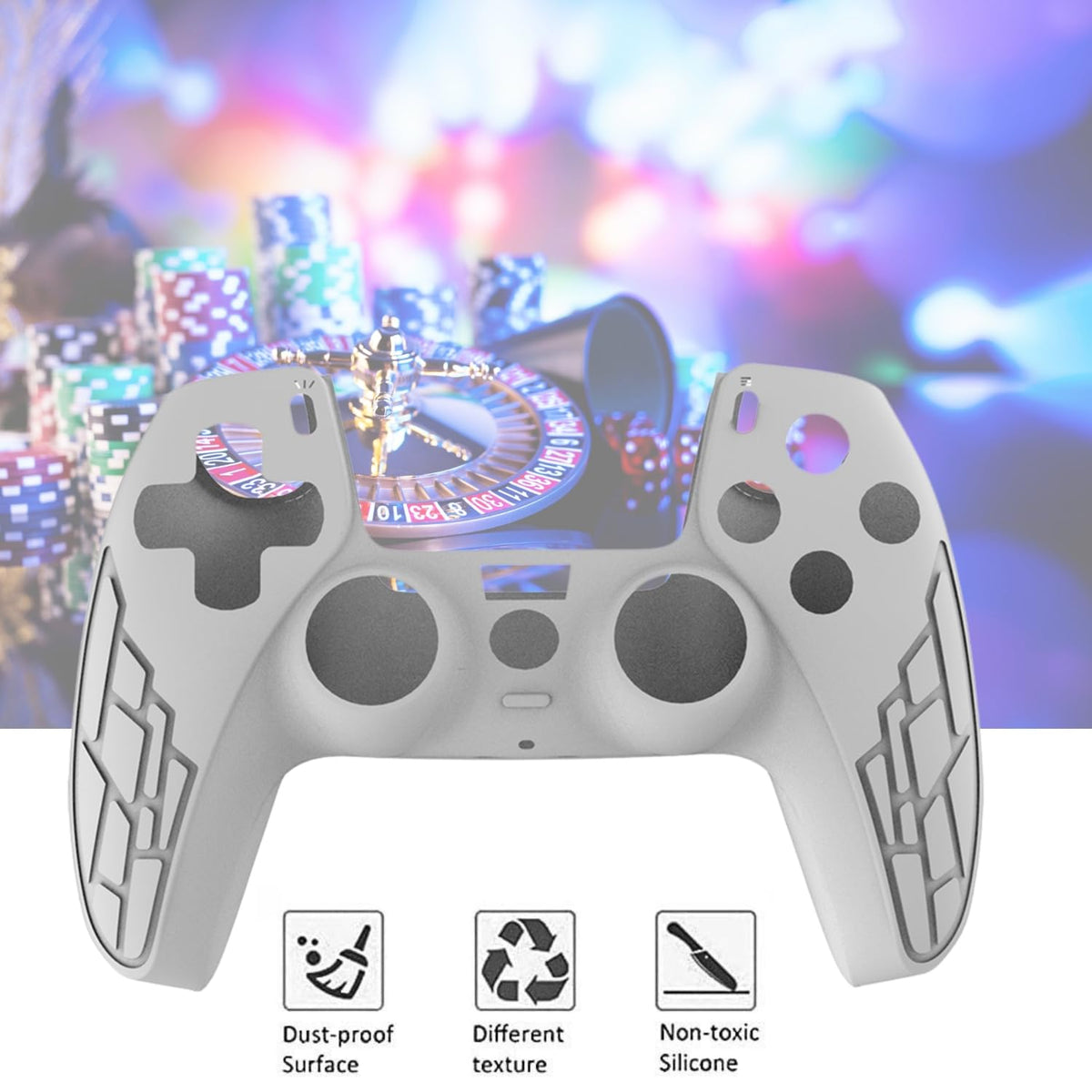 OIVO INDIA Black & White Controller Silicone Cover Case PS5 Controller Skin Anti Slip Protective Sleeve Compatible for Sony Playstation5 (Pack of 2- P5CC06 Zigzag BK+P5CC-08 Multicolor)