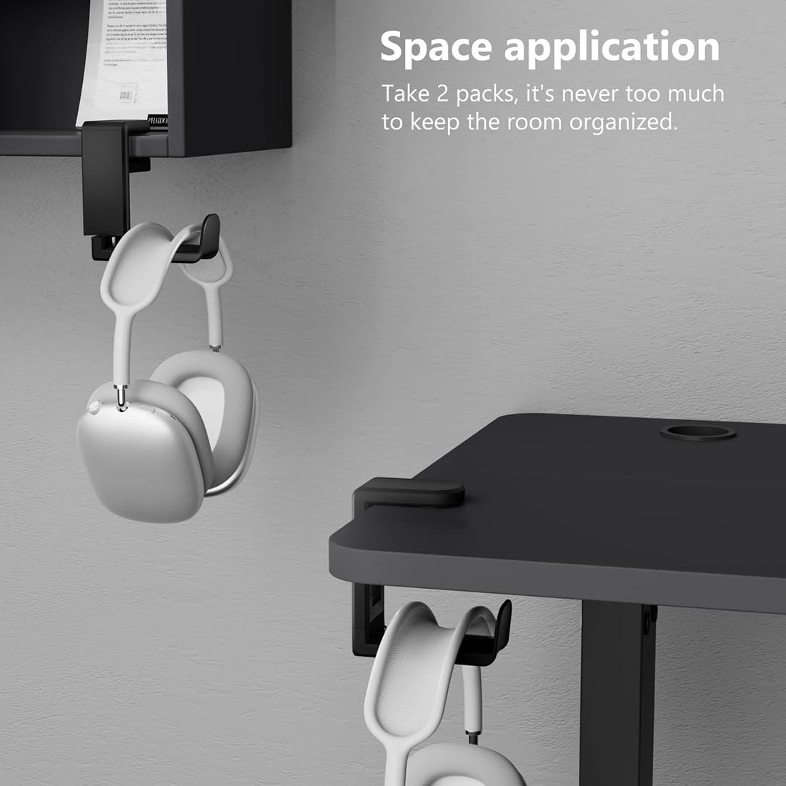 OIVO INDIA Headphone Stand, 360 Degree Rotation Headset Hanger Holder, Adjustable Gaming Headphone Hook Under Desk Mount Headset Clamp with Cable Organizer Clip (Black)