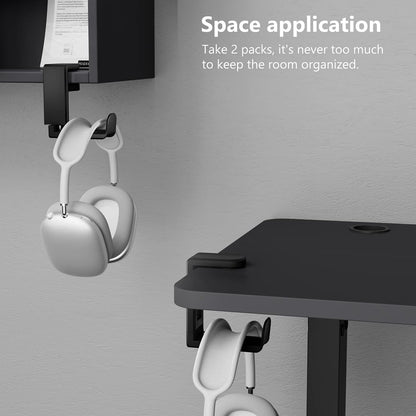 OIVO INDIA Headphone Stand, 360 Degree Rotation Headset Hanger Holder, Adjustable Gaming Headphone Hook Under Desk Mount Headset Clamp with Cable Organizer Clip (Black)