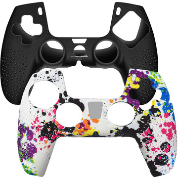 OIVO INDIA Black & White Controller Silicone Cover Case PS5 Controller Skin Anti Slip Protective Case Sleeve Compatible for Sony Playstation5 Controller (Combo of 2)