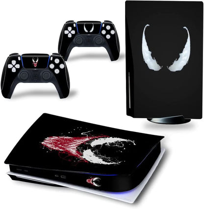 OIVO INDIA Ps5 Skin Protector for Playstation5 Console Wrap Sticker Skin with 2 Wireless Controller Decal Sticker (Black,Venom) [video game] [video game]