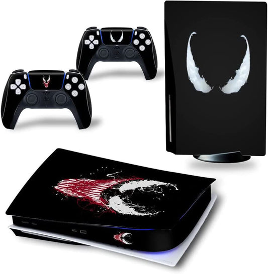 OIVO INDIA Ps5 Skin Protector for Playstation5 Console Wrap Sticker Skin with 2 Wireless Controller Decal Sticker (Black,Venom) [video game] [video game]